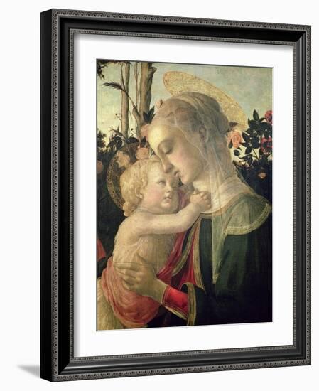 Madonna and Child with St. John the Baptist, Detail of the Madonna and Child-Sandro Botticelli-Framed Giclee Print