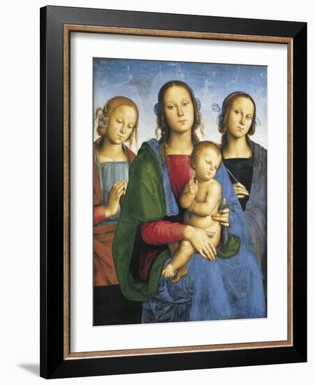 Madonna and Child with St-Pietro Perugino-Framed Art Print