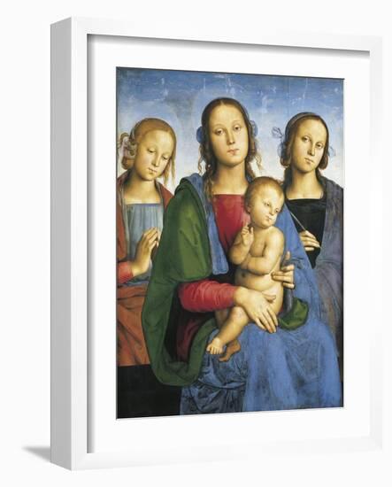 Madonna and Child with St-Pietro Perugino-Framed Art Print