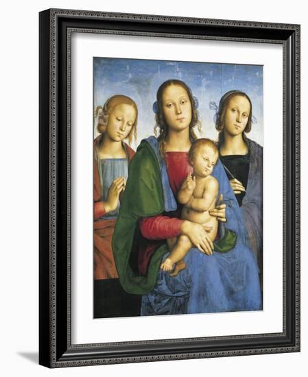 Madonna and Child with St-Pietro Perugino-Framed Art Print