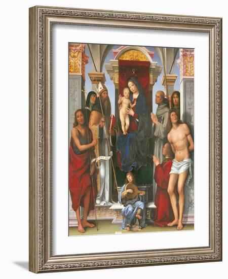 Madonna and Child with Sts John the Baptist-Monica-Framed Giclee Print