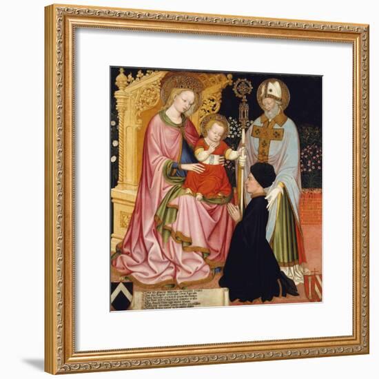 Madonna and Child with the Donor, Pietro de' Lardi, Presented by Saint Nicholas, c.1420-30-Master GZ-Framed Giclee Print