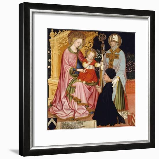 Madonna and Child with the Donor, Pietro de' Lardi, Presented by Saint Nicholas, c.1420-30-Master GZ-Framed Giclee Print