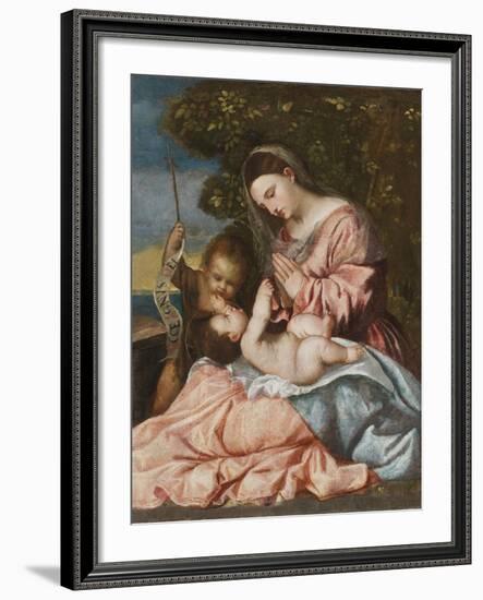 Madonna and Child with the Infant John the Baptist, C.1515-25-Francesco Vecellio-Framed Giclee Print