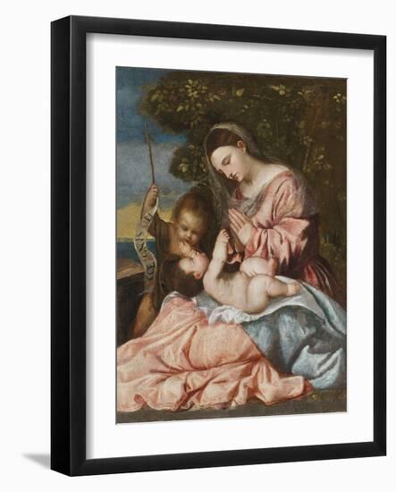 Madonna and Child with the Infant John the Baptist, C.1515-25-Francesco Vecellio-Framed Giclee Print