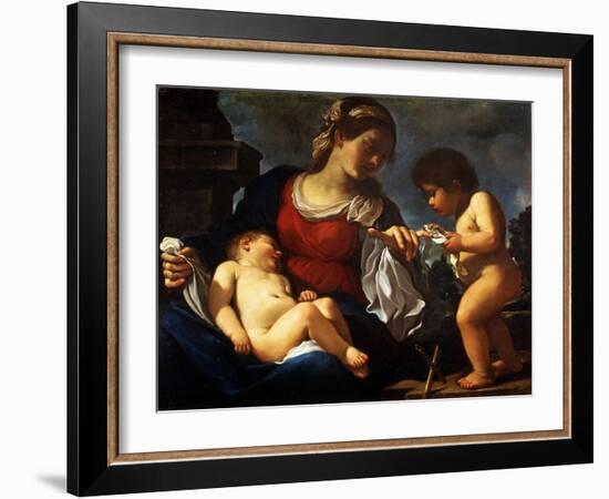 Madonna and Child with the Young Saint John the Baptist, C.1615-16-Guercino-Framed Giclee Print