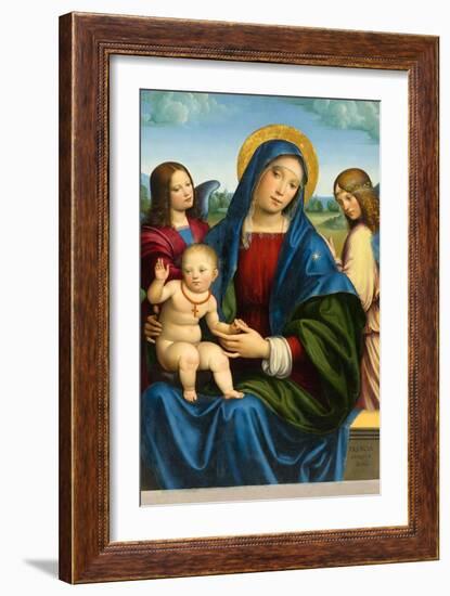 Madonna and Child with Two Angels, c.1495-1500-Il Francia-Framed Giclee Print