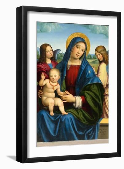 Madonna and Child with Two Angels, c.1495-1500-Il Francia-Framed Giclee Print