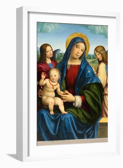 Madonna and Child with Two Angels, c.1495-1500-Il Francia-Framed Giclee Print