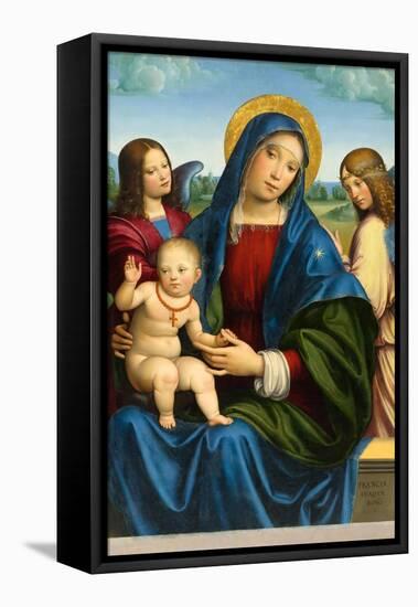 Madonna and Child with Two Angels, c.1495-1500-Il Francia-Framed Premier Image Canvas