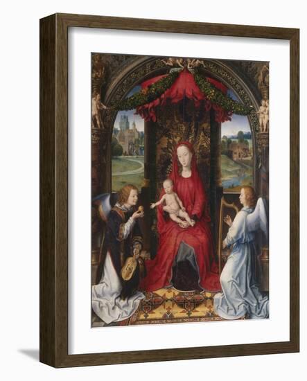 Madonna and Child with Two Angels-Hans Memling-Framed Giclee Print