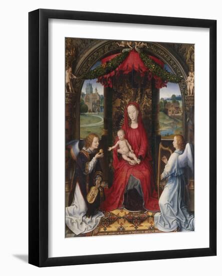 Madonna and Child with Two Angels-Hans Memling-Framed Giclee Print