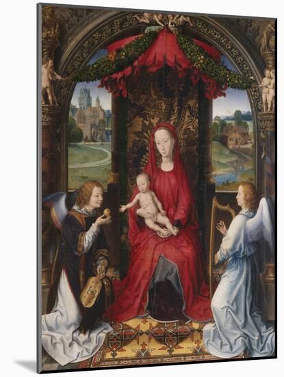 Madonna and Child with Two Angels-Hans Memling-Mounted Giclee Print