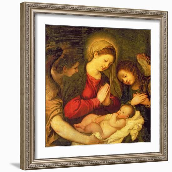 Madonna and Child with Two Angels-Titian (Tiziano Vecelli)-Framed Giclee Print