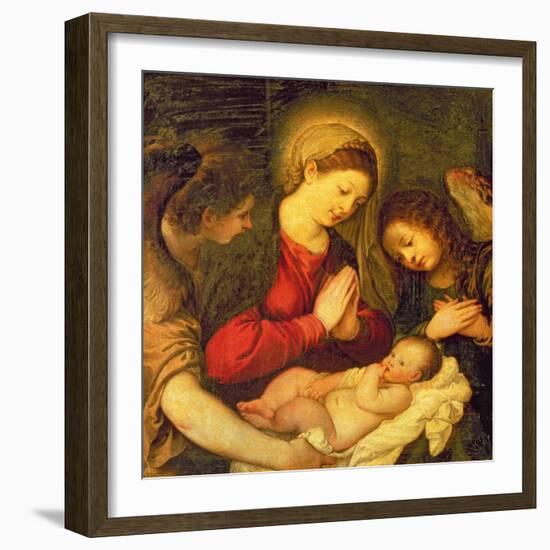 Madonna and Child with Two Angels-Titian (Tiziano Vecelli)-Framed Giclee Print