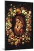 Madonna and Child within a Garland of Flowers-Jan Breugel the Elder-Mounted Giclee Print