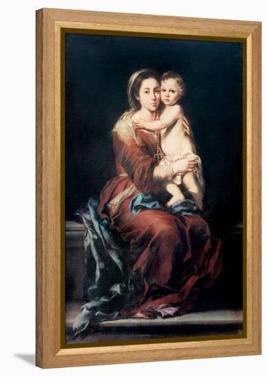 Madonna and the Rosary no.1-Bartolome Esteban Murillo-Framed Premier Image Canvas