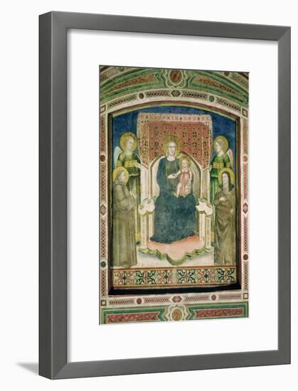 Madonna Enthroned with St. Francis of Assisi, St. Clare and Two Angels-Master Of Figline-Framed Giclee Print