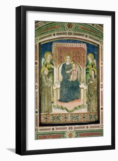Madonna Enthroned with St. Francis of Assisi, St. Clare and Two Angels-Master Of Figline-Framed Giclee Print