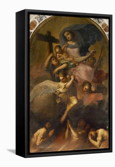 Madonna in Glory with the Child and the Souls of Purgatory, Ca 1700-Antonio Zanchi-Framed Premier Image Canvas