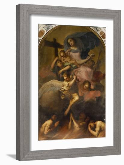 Madonna in Glory with the Child and the Souls of Purgatory, Ca 1700-Antonio Zanchi-Framed Giclee Print