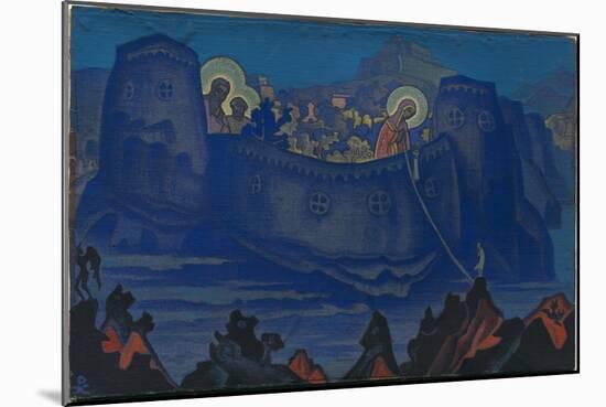 Madonna Laboris, Sketch, 1933 (Tempera on Canvas Laid on Cardboard)-Nicholas Roerich-Mounted Giclee Print