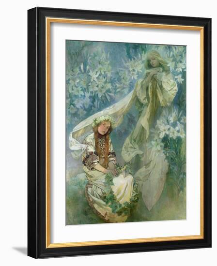 Madonna of the Lilies, 1905-Alphonse Mucha-Framed Giclee Print