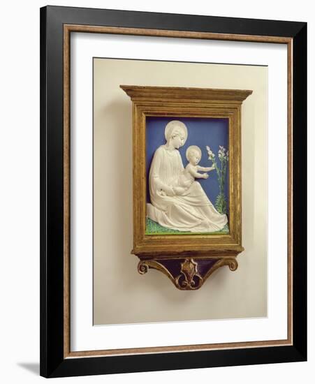 Madonna of the Lilies, C.1450-60 (Terracotta with Glaze)-Luca Della Robbia-Framed Giclee Print