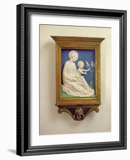 Madonna of the Lilies, C.1450-60 (Terracotta with Glaze)-Luca Della Robbia-Framed Giclee Print