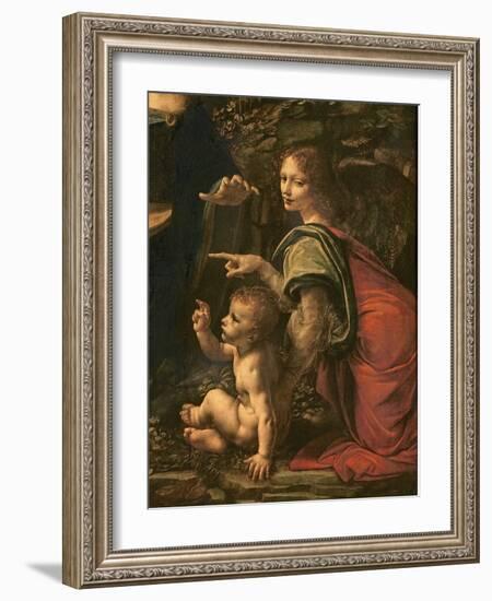 Madonna of the Rocks (detail of Saint John and the Angel), 1483-6-Leonardo Da Vinci-Framed Giclee Print