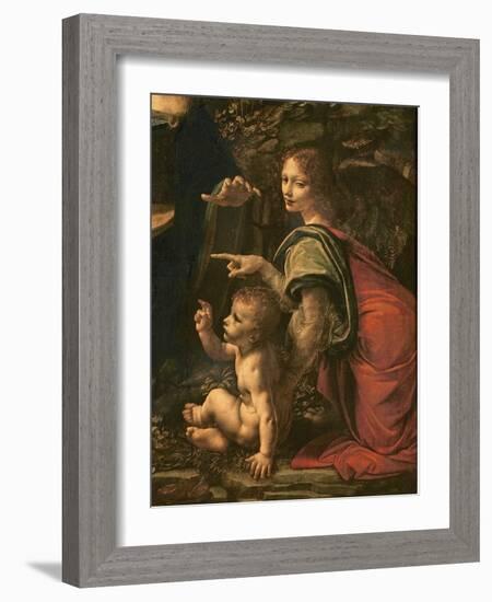 Madonna of the Rocks (detail of Saint John and the Angel), 1483-6-Leonardo Da Vinci-Framed Giclee Print