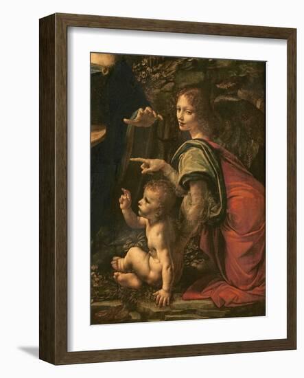 Madonna of the Rocks (detail of Saint John and the Angel), 1483-6-Leonardo Da Vinci-Framed Giclee Print