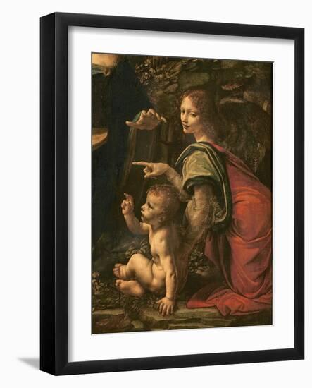 Madonna of the Rocks (detail of Saint John and the Angel), 1483-6-Leonardo Da Vinci-Framed Giclee Print