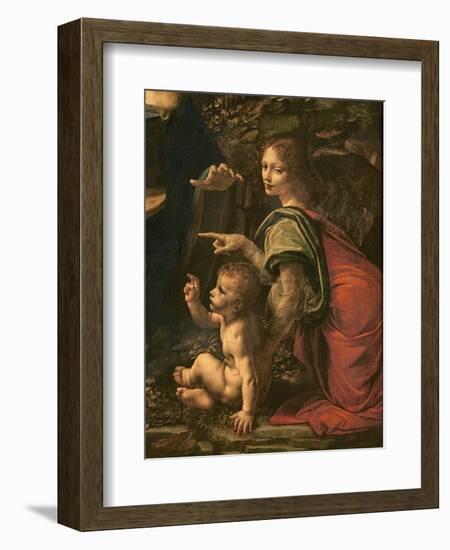 Madonna of the Rocks (detail of Saint John and the Angel), 1483-6-Leonardo Da Vinci-Framed Giclee Print