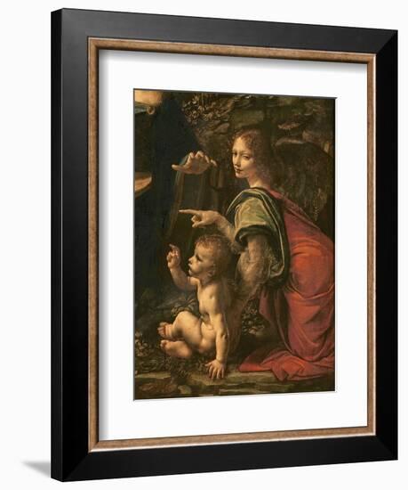 Madonna of the Rocks (detail of Saint John and the Angel), 1483-6-Leonardo Da Vinci-Framed Giclee Print