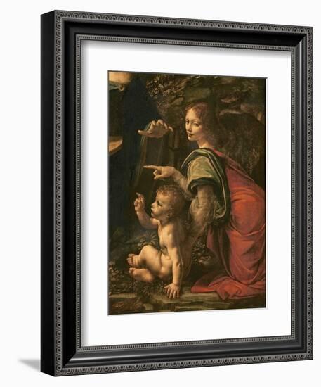 Madonna of the Rocks (detail of Saint John and the Angel), 1483-6-Leonardo Da Vinci-Framed Giclee Print