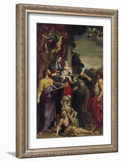 Madonna on the Throne with Saint Matthew, 1588-Annibale Carracci-Framed Giclee Print