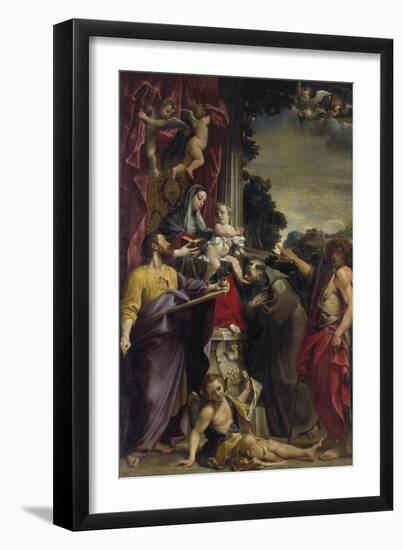 Madonna on the Throne with Saint Matthew, 1588-Annibale Carracci-Framed Giclee Print