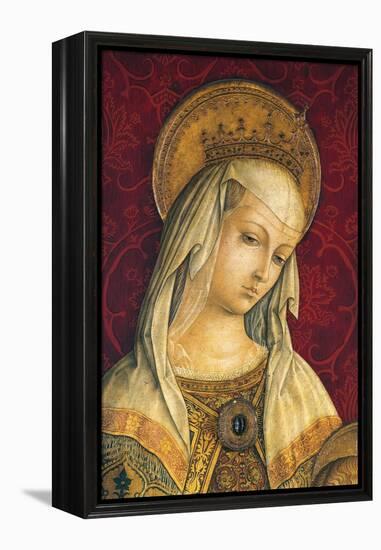 Madonna's Face, Detail from Central Panel of Triptych of Camerino-Carlo Crivelli-Framed Premier Image Canvas