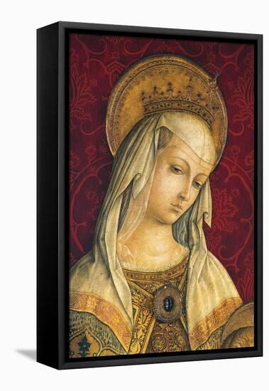 Madonna's Face, Detail from Central Panel of Triptych of Camerino-Carlo Crivelli-Framed Premier Image Canvas