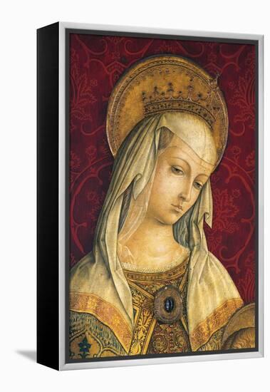 Madonna's Face, Detail from Central Panel of Triptych of Camerino-Carlo Crivelli-Framed Premier Image Canvas