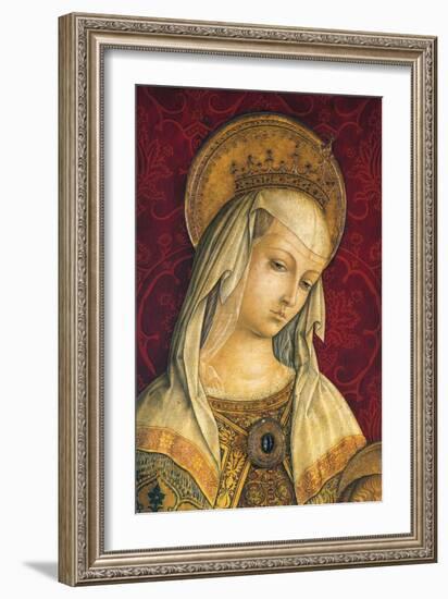 Madonna's Face, Detail from Central Panel of Triptych of Camerino-Carlo Crivelli-Framed Giclee Print