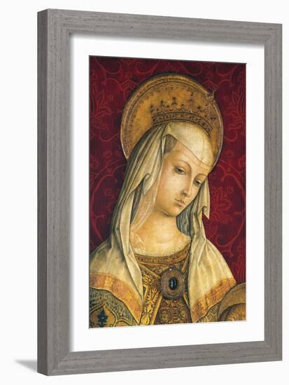 Madonna's Face, Detail from Central Panel of Triptych of Camerino-Carlo Crivelli-Framed Giclee Print