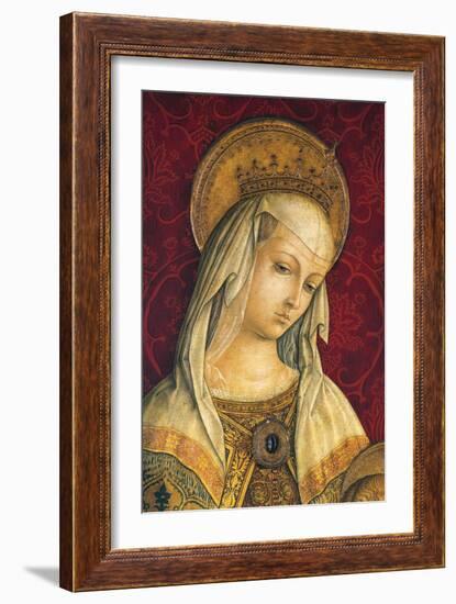 Madonna's Face, Detail from Central Panel of Triptych of Camerino-Carlo Crivelli-Framed Giclee Print