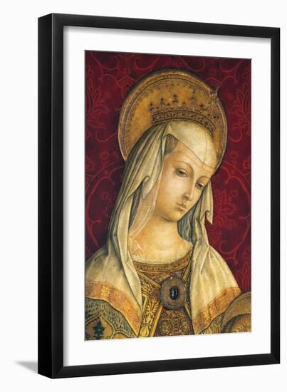 Madonna's Face, Detail from Central Panel of Triptych of Camerino-Carlo Crivelli-Framed Giclee Print