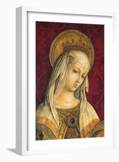 Madonna's Face, Detail from Central Panel of Triptych of Camerino-Carlo Crivelli-Framed Giclee Print