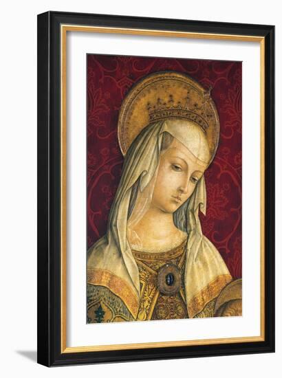 Madonna's Face, Detail from Central Panel of Triptych of Camerino-Carlo Crivelli-Framed Giclee Print