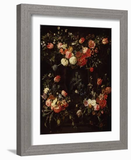 Madonna Surrounded by Flowers, 1662-Frans Ykens-Framed Giclee Print