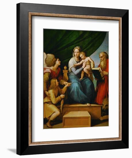 Madonna with a Fish (In the Hand of Young Tobias, Accompanied by the Archangel Raphael)-Raphael-Framed Giclee Print