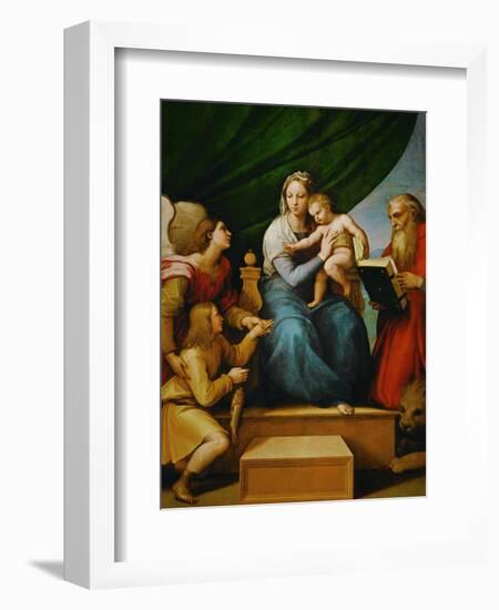 Madonna with a Fish (In the Hand of Young Tobias, Accompanied by the Archangel Raphael)-Raphael-Framed Giclee Print